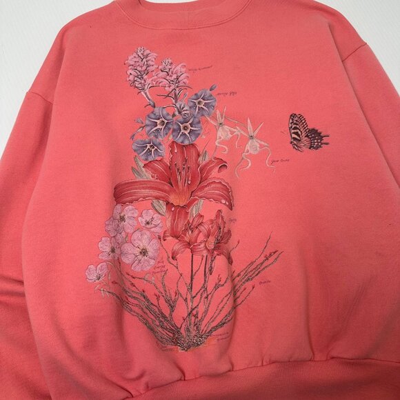 Vintage Harlequin Nature Flowers Art Crewneck M - Picture 2 of 5